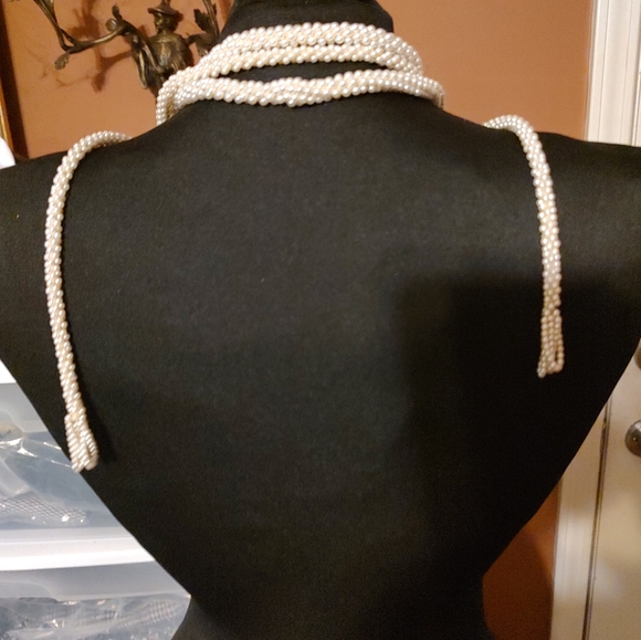 ▫️🎀▫️Elegant Vtg 80's Lusterous Art Deco Style Multi-Strand Seed Pearl Necklace - Picture 5 of 16